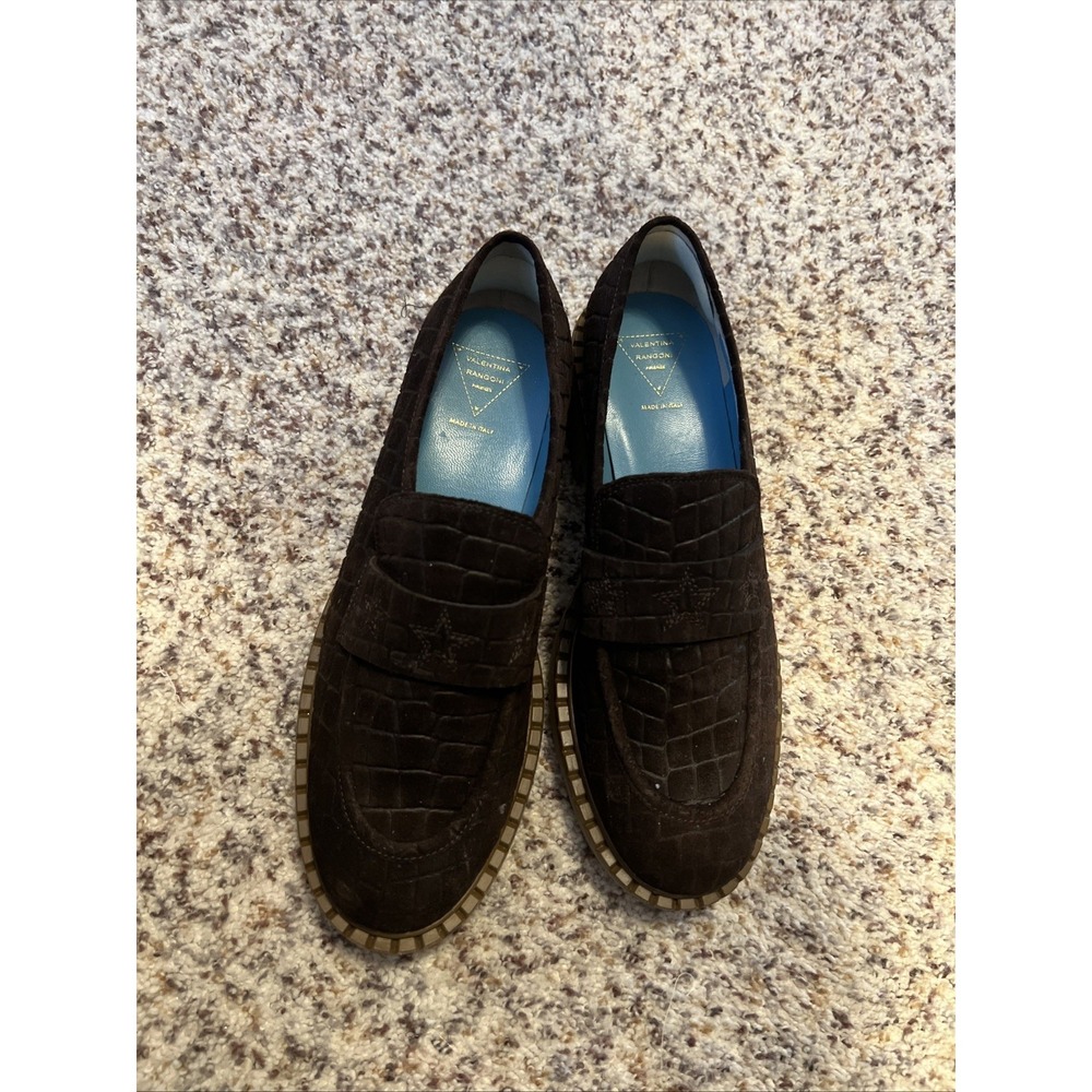 Valentino Rangoni New Brown Women Loafers size 40 Made In Italy Low Block Heels